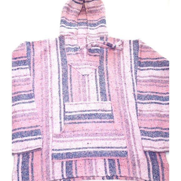 Baja Hoodie Pullover Pink Purple Striped Boho Hippie Festival Skater Aesthetic - Picture 2 of 6